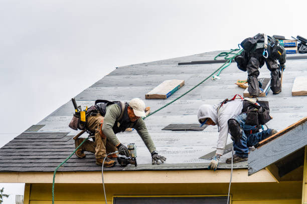 Professional Gutter Installation technician working in Florida, NY